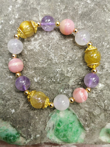 Rutilated Quartz X Opal X Moonstone X Amethyst Bracelet