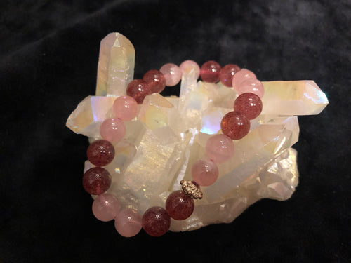 Rose & Strawberry Quartz Bracelet