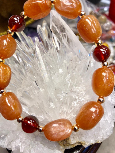 Sunstone X Hessonite Garnet Bracelet